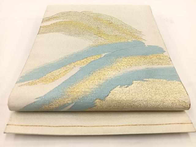 平和屋着物◎太鼓柄袋帯 綴れ 重ね山風景文 金銀糸 正絹 逸品 BAAV7396yc