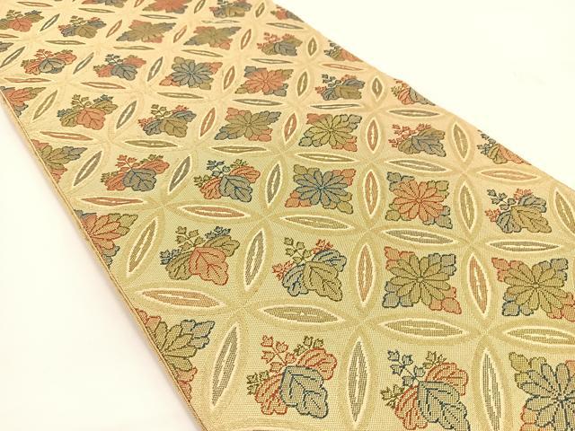 平和屋着物◎佐賀錦 六通柄袋帯 七宝菊桐文 金糸 正絹 逸品 BAAV7403yc