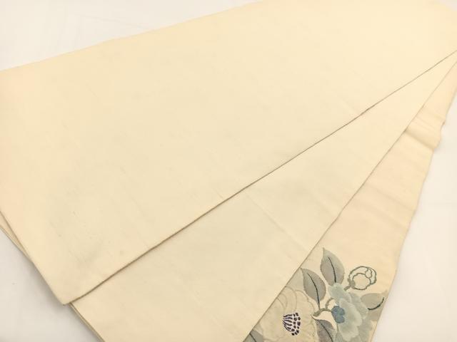 平和屋着物◎太鼓柄袋帯 すくい織 草花文 正絹 逸品 BAAV7404yc