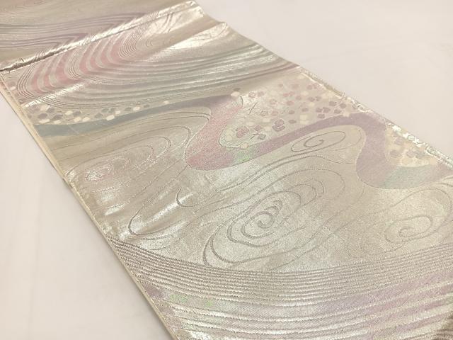 平和屋着物◎西陣 六通柄袋帯 作家物 流水文 銀糸 正絹 逸品 BAAV7432yc
