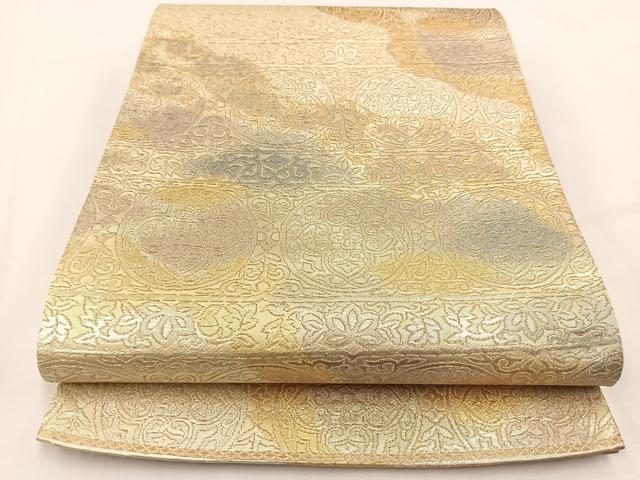 平和屋着物◎六通柄袋帯 道長花丸文 金銀糸 正絹 逸品 BAAV7441yc