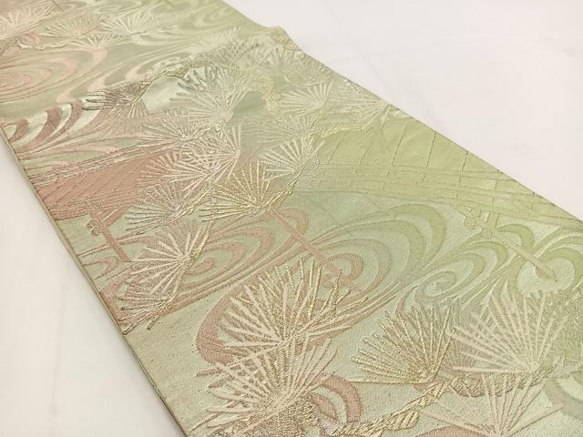 平和屋着物◎六通柄袋帯 唐織 浜松文 金銀糸 引箔 正絹 逸品 BAAV7469yc