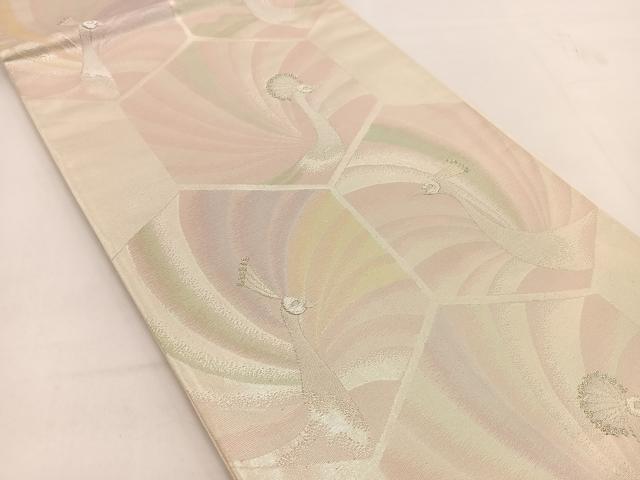 平和屋着物◎六通柄袋帯 孔雀亀甲文 金銀糸 正絹 逸品 BAAV7485yc