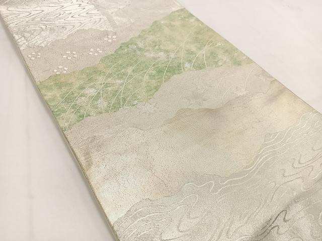 平和屋着物◎六通柄袋帯 流水道長花文 金銀糸 引箔 正絹 逸品 BAAV7510yc