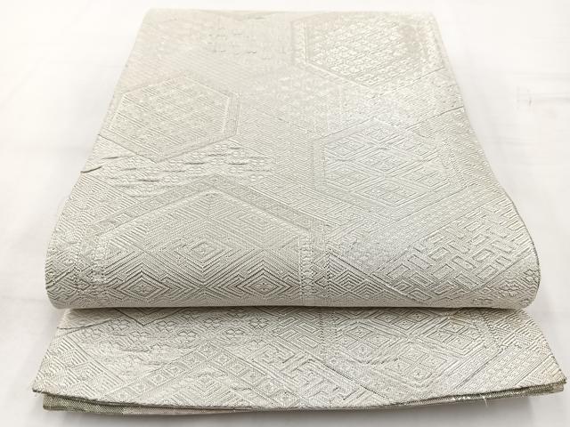 平和屋着物◎佐賀錦 両面 六通柄袋帯 風景樹林文 銀糸 正絹 逸品 BAAV7566yc