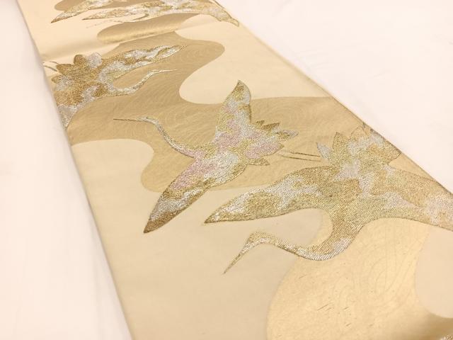 平和屋着物◎六通柄袋帯 飛鶴流水文 金銀糸 正絹 逸品 BAAV7583yc