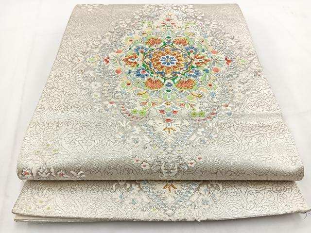 平和屋着物◎六通柄袋帯 唐織 正倉院花文 金銀糸 正絹 逸品 BAAV7625yc