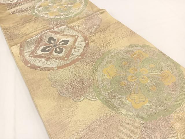 平和屋着物◎六通柄袋帯 光琳 花丸文 金銀糸 引箔 正絹 逸品 BAAV7638yc
