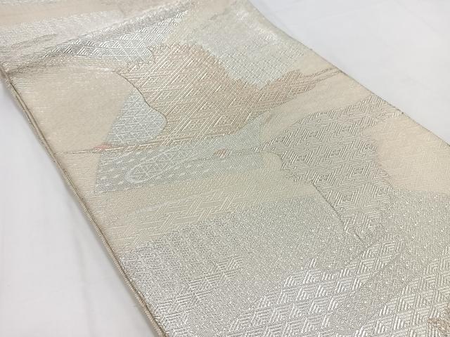 平和屋着物◎佐賀錦 六通柄袋帯 地紙飛鶴文 金銀糸 正絹 逸品 BAAV7659yc