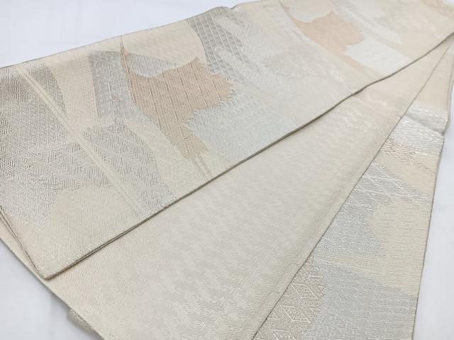 平和屋着物◎佐賀錦 六通柄袋帯 地紙飛鶴文 金銀糸 正絹 逸品 BAAV7659yc