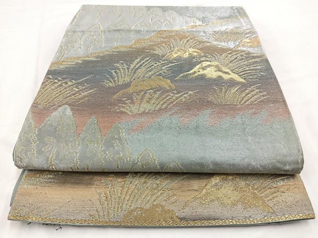 平和屋着物◎六通柄 京袋帯 風景樹林文 金銀糸 引箔 正絹 逸品 BAAV7664yc