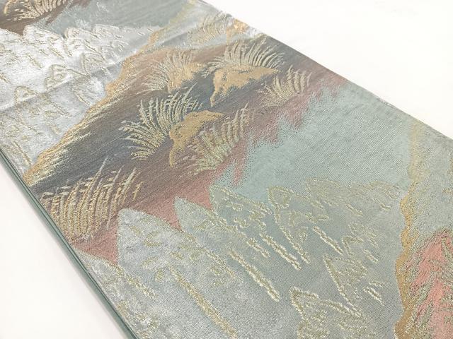平和屋着物◎六通柄 京袋帯 風景樹林文 金銀糸 引箔 正絹 逸品 BAAV7664yc