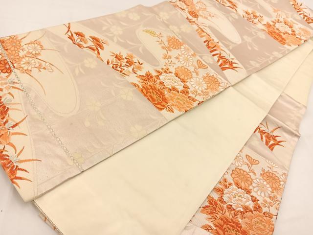 平和屋着物◎六通柄袋帯 唐織 エ霞花文 金銀糸 正絹 逸品 BAAV7665yc