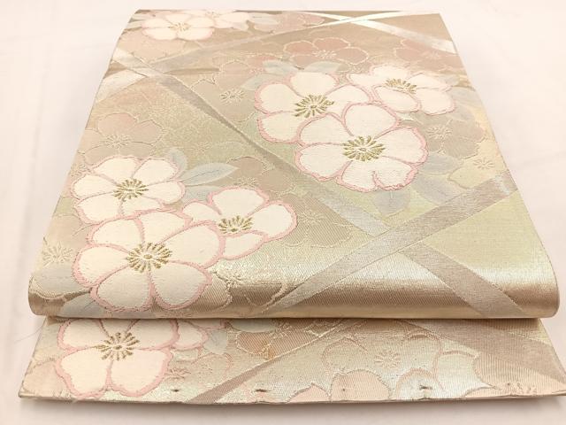 平和屋着物◎六通柄袋帯 唐織 草花文 金銀糸 引箔 やまとオリジナル 正絹 逸品 BAAV7688yc