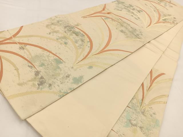平和屋着物◎六通柄袋帯 草花文 金糸 引箔 正絹 逸品 BAAV7715yc