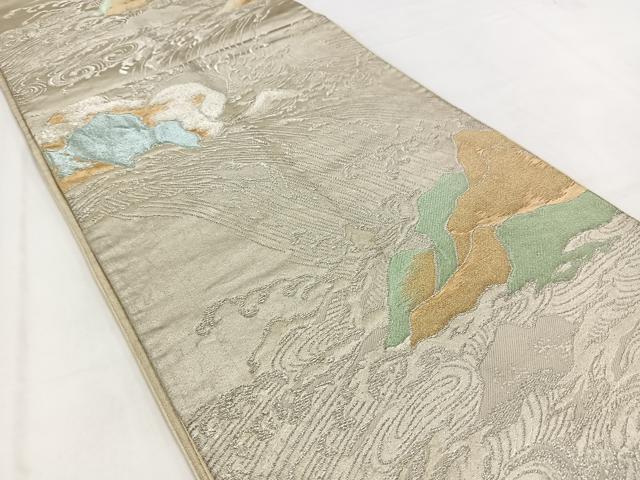 平和屋着物◎六通柄袋帯 流水風景文 金銀糸 正絹 逸品 BAAV7722yc