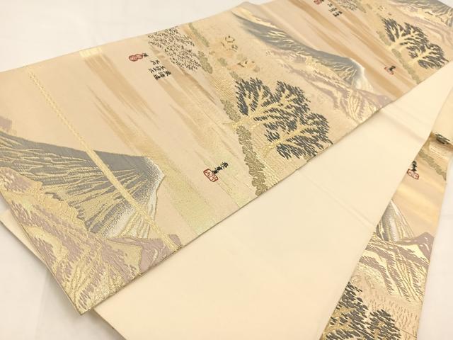 平和屋着物◎六通柄袋帯 東海道廣重 金銀糸 正絹 逸品 BAAV7747yc