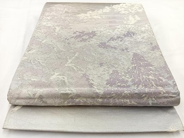 平和屋着物◎六通柄袋帯 唐織 風景文 銀糸 正絹 逸品 BAAV7750yc