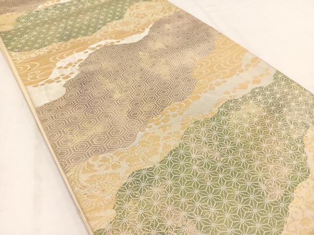 平和屋着物◎六通柄袋帯 道長吉祥更紗花文 金糸 引箔 正絹 逸品 BAAV7780yc
