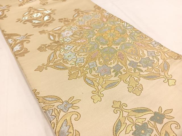 平和屋着物◎六通柄袋帯 正倉院花文 金銀糸 正絹 逸品 BAAV7794yc