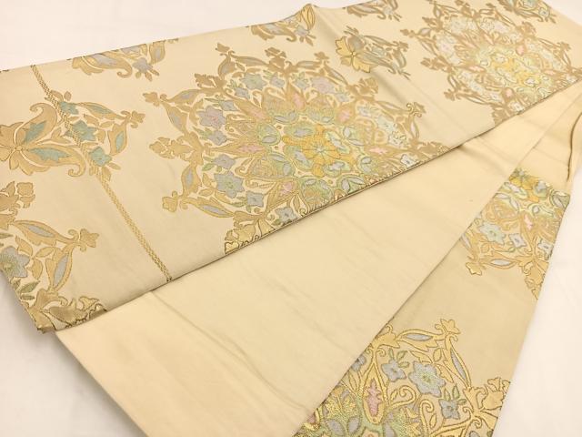 平和屋着物◎六通柄袋帯 正倉院花文 金銀糸 正絹 逸品 BAAV7794yc