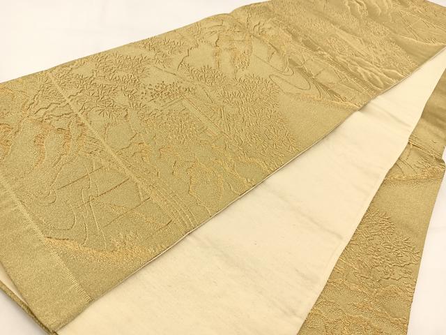 平和屋着物◎六通柄袋帯 御所解風景文 金糸 正絹 逸品 BAAV7822yc