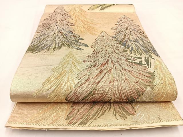 平和屋着物◎六通柄袋帯 樹林文 金銀糸 正絹 逸品 BAAV7839yc