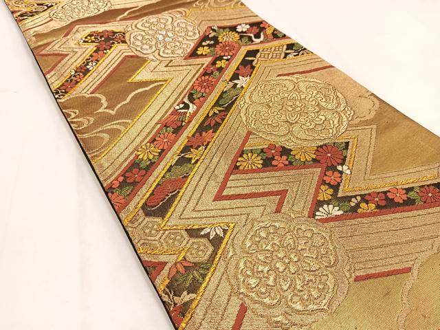 平和屋着物◎六通柄袋帯 唐織 慶長小花文 金銀糸 正絹 逸品 BAAV7850yc