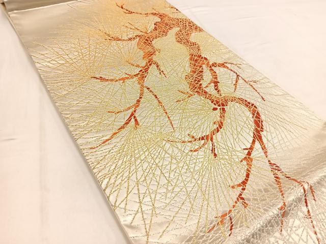 平和屋着物◎六通柄袋帯 唐織 若松葉文 金銀糸 正絹 逸品 BAAV7858yc