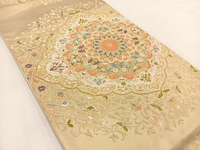 平和屋着物◎六通柄袋帯 唐織 正倉院更紗花文 金糸 正絹 逸品 BAAV7877yc