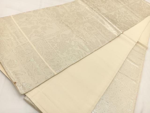 平和屋着物◎六通柄袋帯 人物風景動物文 銀糸 正絹 逸品 BAAV7979yc