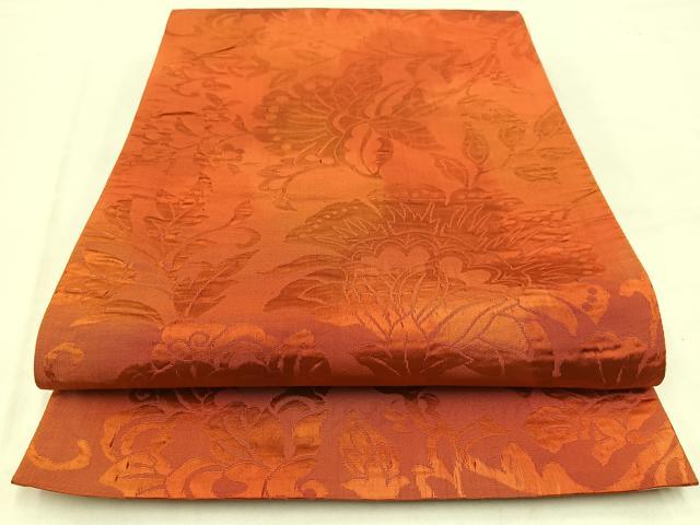 平和屋着物◎西陣 両面 六通柄袋帯 葡萄蔦の葉文 正絹 逸品 BAAV7985yc