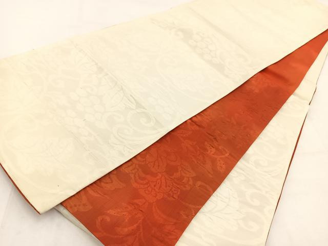 平和屋着物◎西陣 両面 六通柄袋帯 葡萄蔦の葉文 正絹 逸品 BAAV7985yc