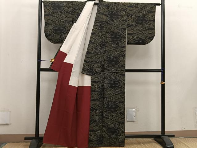 平和屋着物■上質な紬 幾何学文様 正絹 逸品 BAAV8386mz