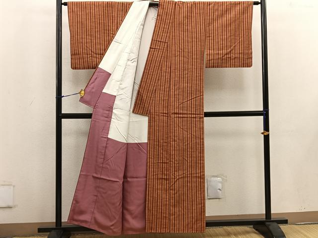 平和屋着物■上質な紬 間道 正絹 逸品 BAAV8389mz
