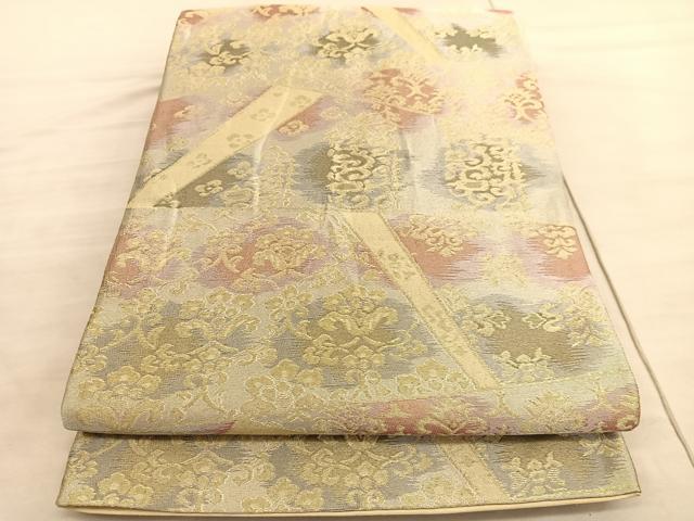 平和屋着物◎六通柄袋帯 切嵌花唐草文 金糸 正絹 逸品 BAAV8413hv