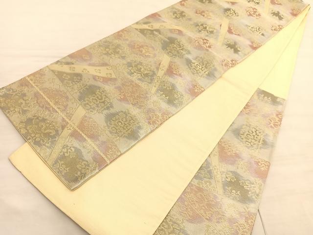 平和屋着物◎六通柄袋帯 切嵌花唐草文 金糸 正絹 逸品 BAAV8413hv