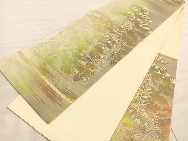 平和屋着物◎西陣 六通柄袋帯 松林 金銀糸 引箔 正絹 逸品 BAAV8452hv