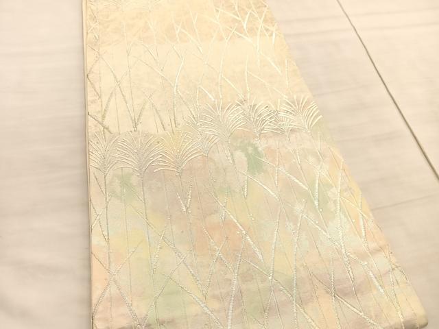 平和屋着物◎六通柄袋帯 唐織 すすき露芝文 金銀糸 正絹 逸品 BAAV8459hv