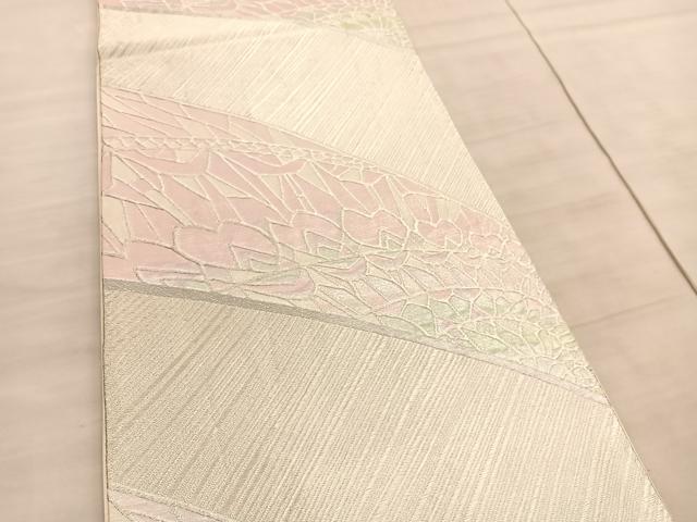 平和屋着物◎六通柄袋帯 孔雀羽根文 銀糸 正絹 逸品 BAAV8463hv