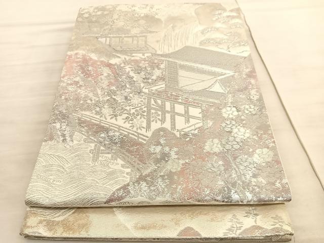 平和屋着物◎六通柄袋帯 彩京錦 風景文 プラチナ箔二重引 正絹 逸品 BAAV8484hv