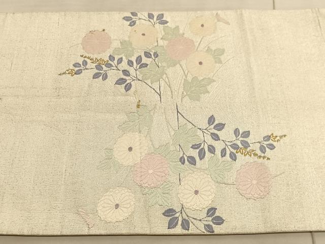 平和屋着物◎太鼓柄袋帯 唐織 菊 金糸 正絹 逸品 BAAV8519hv