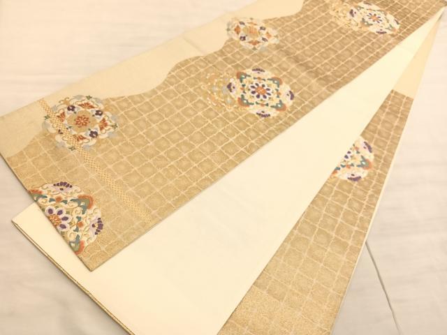 平和屋着物◎六通柄袋帯 唐織 正倉院花文 金糸 正絹 逸品 BAAV8527hv