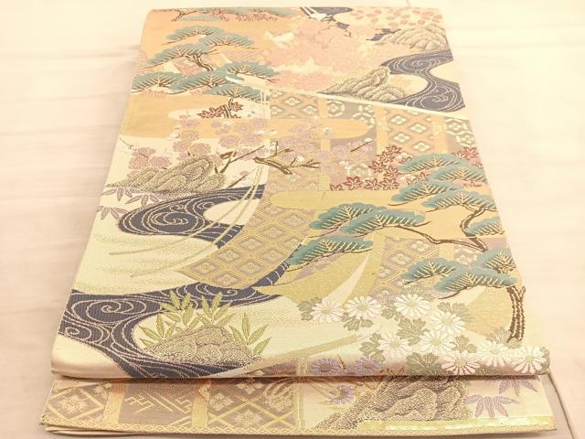 平和屋着物◎六通柄袋帯 唐織 桃山絵巻 金糸 正絹 逸品 BAAV8531hv