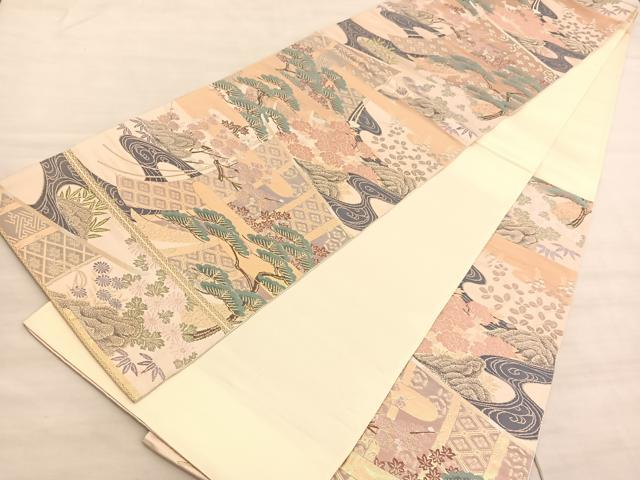 平和屋着物◎六通柄袋帯 唐織 桃山絵巻 金糸 正絹 逸品 BAAV8531hv