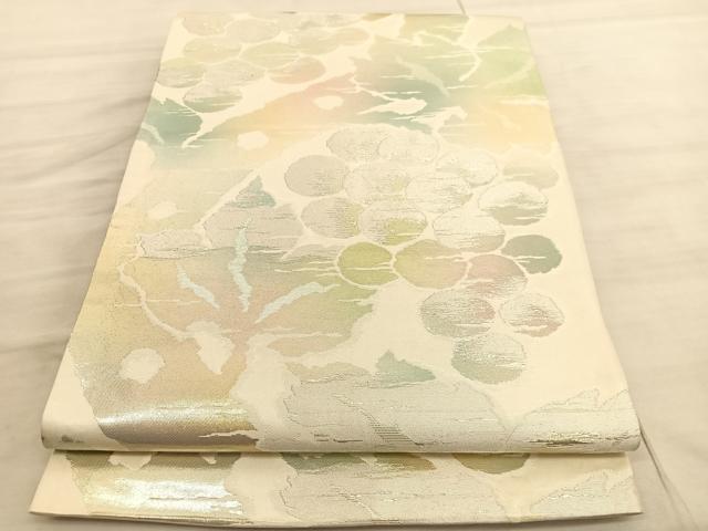 平和屋着物◎六通柄袋帯 葡萄 金銀糸 正絹 逸品 BAAV8535hv