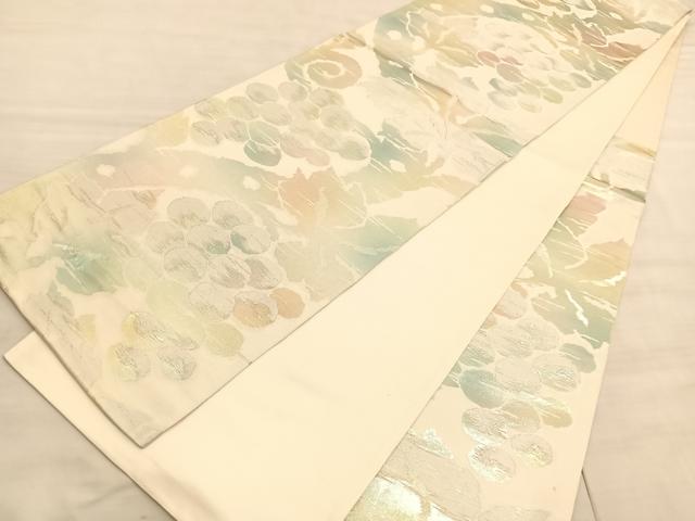 平和屋着物◎六通柄袋帯 葡萄 金銀糸 正絹 逸品 BAAV8535hv