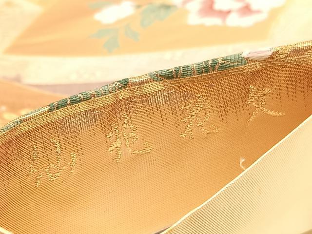 平和屋着物◎六通柄袋帯 唐織 仙兆花文 金糸 正絹 逸品 BAAV8536hv