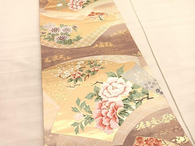 平和屋着物◎六通柄袋帯 唐織 仙兆花文 金糸 正絹 逸品 BAAV8536hv
