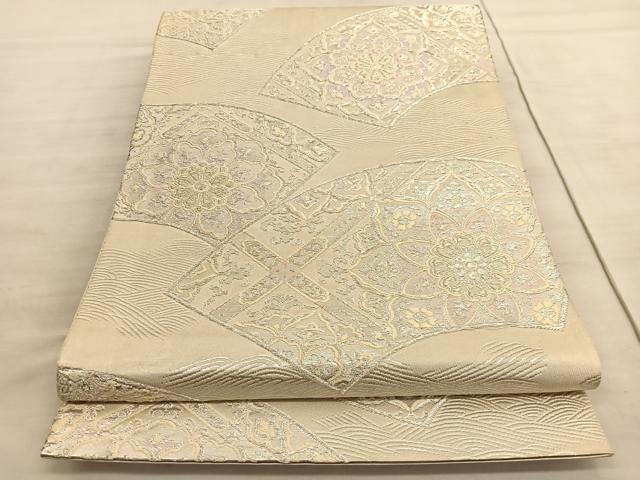 平和屋着物◎六通柄袋帯 菱天井地紙花文 金銀糸 正絹 逸品 BAAV8547hv